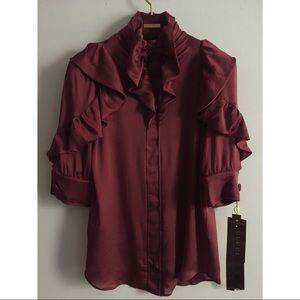 GUCCI NWT Runway Silk Ruffle Blouse WRTW Raspberry